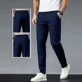 thumbnail image 2 of Amzcrzy Pantalones Clásicos Hombre Color Liso Cintura Elástica Cómodos Transpirables Elásticos Moda Informal Senderismo Pescar Correr Ejercicio Bolsillos Tallas S-3XL Azul, 2 of 8