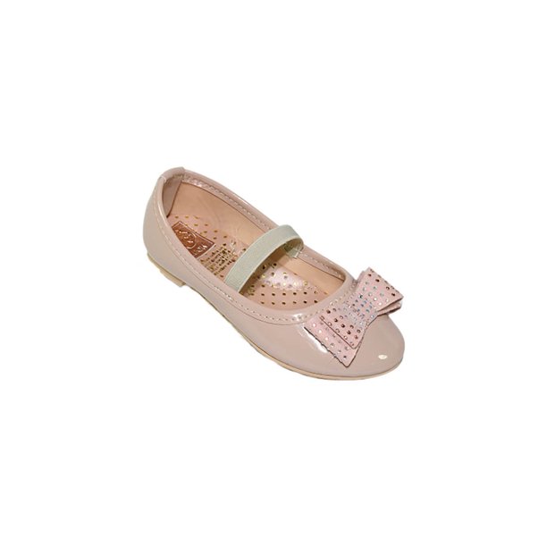 FLAT BALERINA CASUAL VESTIR LEON NIÑA BEIGE CHAROL 2040