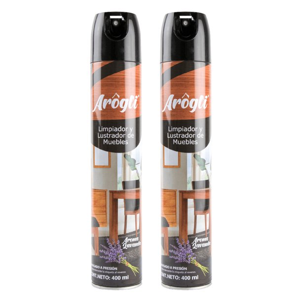 Limpiador y Lustrador de Muebles Arogli Lavanda en Aerosol 400 ml para Madera, Hogar y Oficina 2 PACK