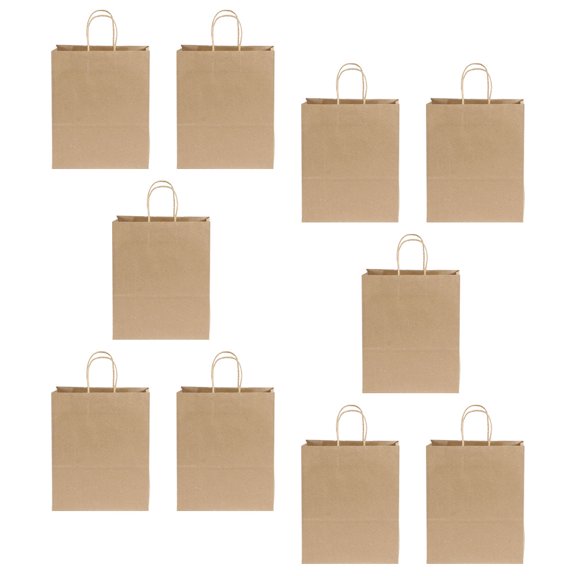 HOOWIFFY 10Ud Bolsas De Papel Kraft Marrón Con Asas Para Almacenamiento Y Regalos