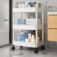 thumbnail image 3 of Mtvxesu Estante de Almacenamiento Pequeño, Carrito Rodante de 3 Niveles con Ruedas, Estantes de Plástico, Organizador, Estantes de Almacenamiento para Cocina, Sala de Estar, Oficina, Baño, Garaje, Es, 3 of 3