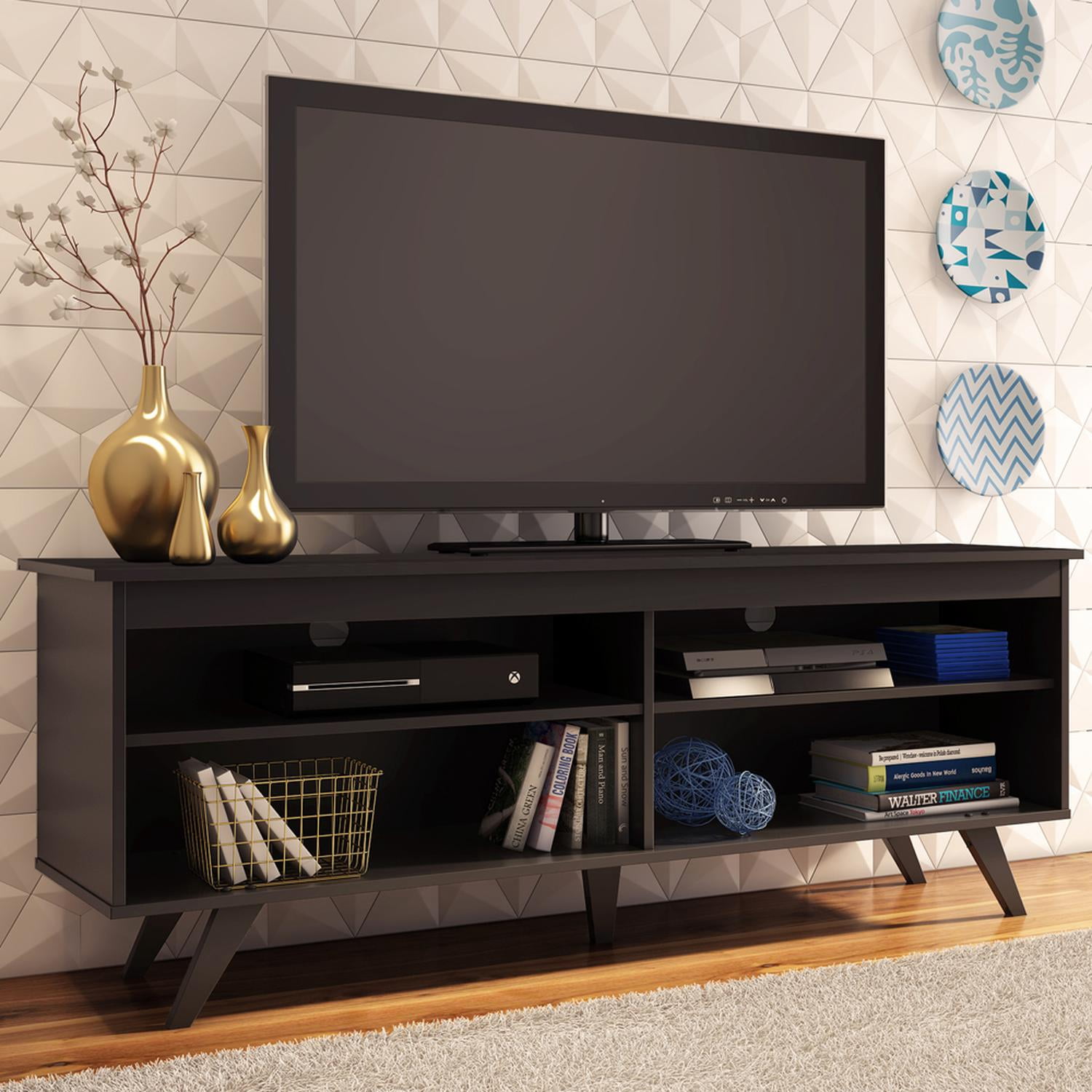 Mueble Mesa Para Tv Rack Madesa 4 Espacios Hasta 65 Negro 01