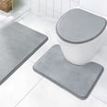 thumbnail image 1 of Juego de 3 alfombrillas de baño | Alfombras absorbentes y antideslizantes de poliéster | Modernas fundas para alfombras de baño en gris oscuro, caqui y verde | Alfombrillas de secado rápido para, 1 of 5