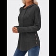 thumbnail image 4 of Sudadera con Capucha de Punto Acanalado Suave para Mujer, Suéter de Larga, Sudadera Ligera y Acogedora para Otoño. Negro M, 4 of 6