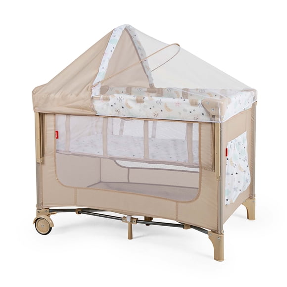 Cuna Corral Colecho D'bebé Love & Care Con Mosquitero Beige