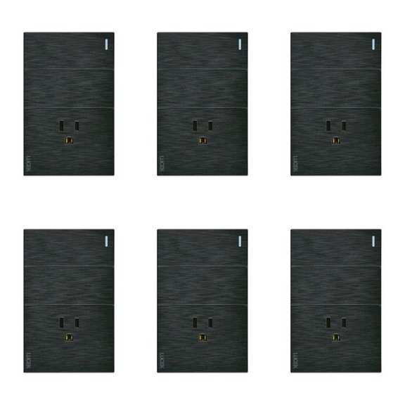 Placa Con 2 Apagadores Sencillos Y 1 Contacto Lucek FlatPack 6 negro
