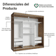 thumbnail image 4 of Ropero Closet Madesa Reno Marrón Madesa Doble Madesa 3 Puertas Corredizas - Marrón, 4 of 12