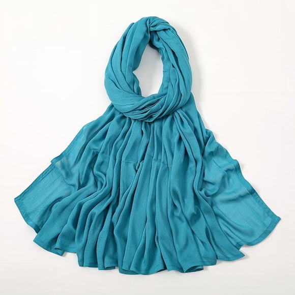 Nvzi Elegante bufanda personalizada, nueva bufanda de algodón con borde ancho de color sólido, bufanda protectora solar, bufanda simple y suave y versátil (azul B)
