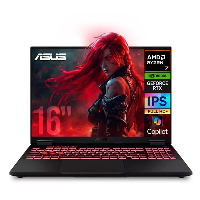 Laptop IA Gamer ASUS TUF Gaming A16 GeForce RTX 5060 8GB Ryzen 7 260 NPU 16GB DDR5 1TB SSD Pantalla 16" IPS FHD+ 165Hz Windows 11 Teclado Ingles