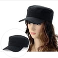 thumbnail image 3 of Zhuge Gorra de béisbol clásica de sarga con parte superior plana ajustable unisex, gorra militar de cadete de 22 a 23,6 pulgadas (negra), 3 of 4