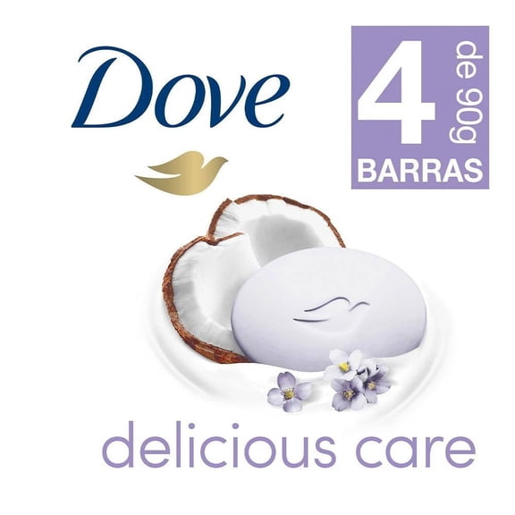 Jabón en Barra Dove Leche de Coco y Jazmin 4 Barras de 90 g c/u