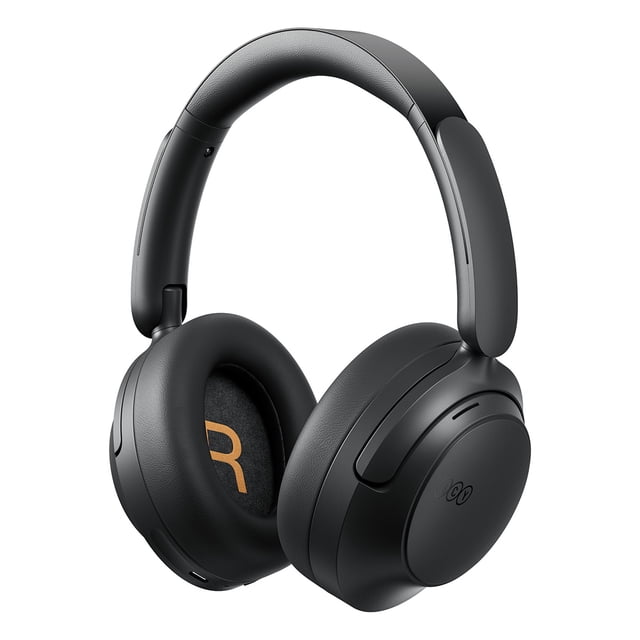 qcy h3s audífonos inalámbricos 56db gamer diadema hi-res negro Auriculares QCY H3S en negro, vista 3/4 frontal de diadema plegable con almohadillas ovaladas acolchadas y letra naranja en la copa interior; botones y puerto USB-C visibles, acabado mate y peso de 240 g; Bluetooth 6.0 con baja latencia, ANC híbrida -56 dB y unidades duales 40 mm + 13 mm; también suelen usarse para llamadas largas y viajes compactos.