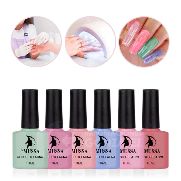 Gama De Gelish Efecto Gelatina Mussa 6 Esmaltes Para Uñas Uv - Gelatina E
