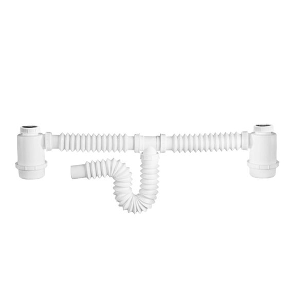 Desagüe doble bote Fleximatic Trampa y extensión flexible de 55cm