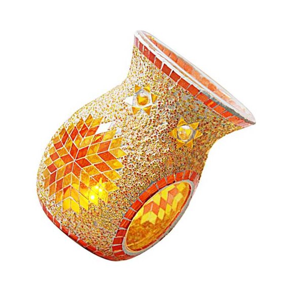 Advancent Quemador de cera aromática, quemador de aceite de vidrio brillante, atmósfera única hecha a mano, difusor de fragancia ligero, Iluminación y accesorios Naranja