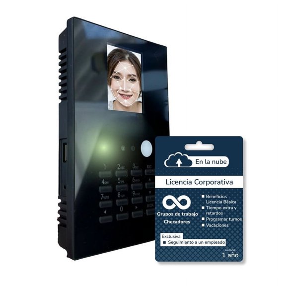 Reloj checador biométrico serie E, más licencia Corporativa, asistencia de tiempos de 50 empleados por reconocimiento facial, máquina para fichar, marcar tarjeta, control de asistencia