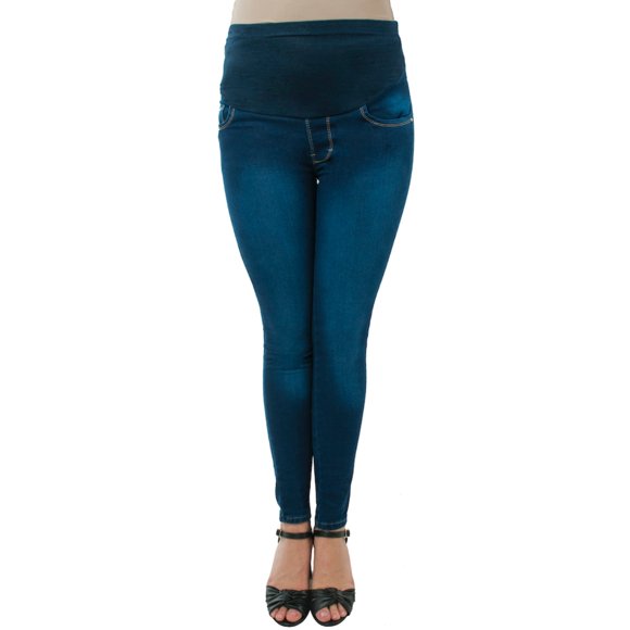 PANTALON DE MEZCLILLA MATERNIDAD ALMACENES MARIO 3000 AZUL MARINO C/PARCHE MEDIO