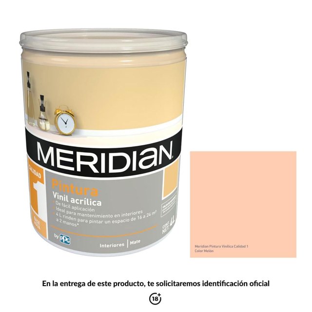 Pintura Meridian Estándar 1 Año Color Melón Mate 4 Litros