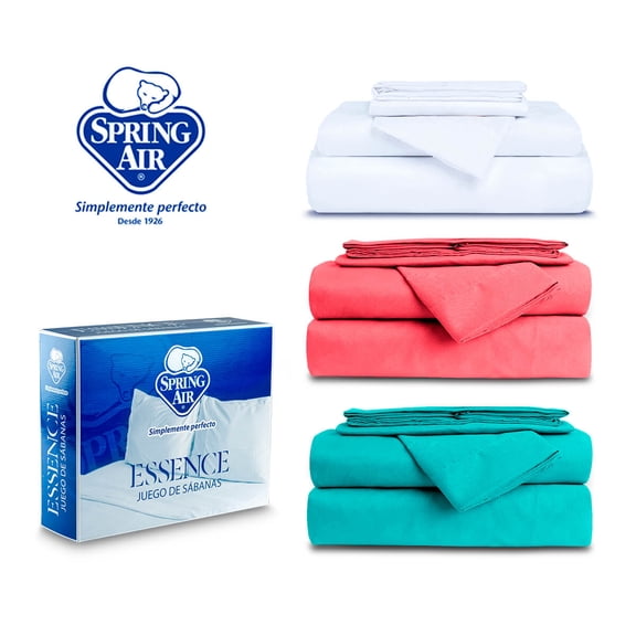 Juego de Sabanas Queen Size 3 Pack Turquesa Coral Blanco Spring Air Essence