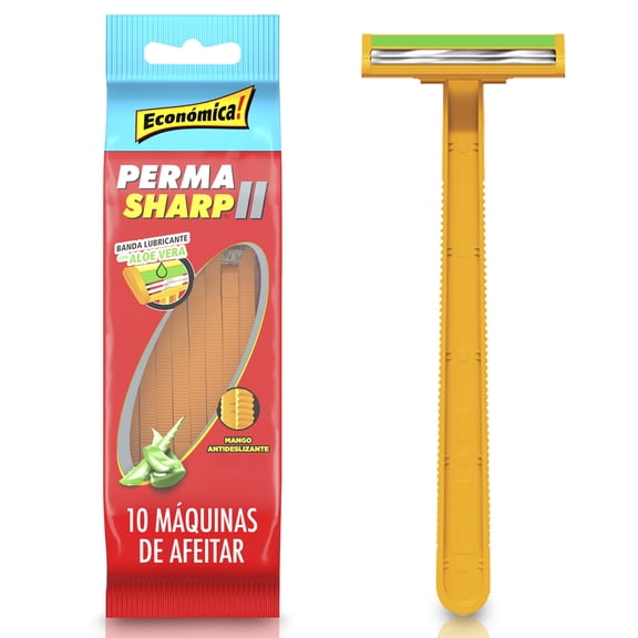 Rastrillo Permasharp II Desechable con 2 Hojas y Mango Antideslizante 10 pzas