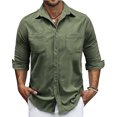 thumbnail image 1 of pstuiky camisas de manga larga para hombre, Cárdigan con capucha y manga larga para hombre, informal, de color liso, con bolsillos dobles y cremallera tops de invierno para hombre xl, 1 of 7