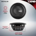 thumbnail image 4 of DS18 IXS10.2D - Subwoofer de coche de 10 pulgadas, 1200 W máx., 600 W RMS, 2+2 ohmios, montaje poco, 4 of 8