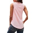 thumbnail image 2 of Top de Verano Holgado Sin Mangas con Escote en V y Encaje de Pestañas, Color Rosa, Talla L, 2 of 10