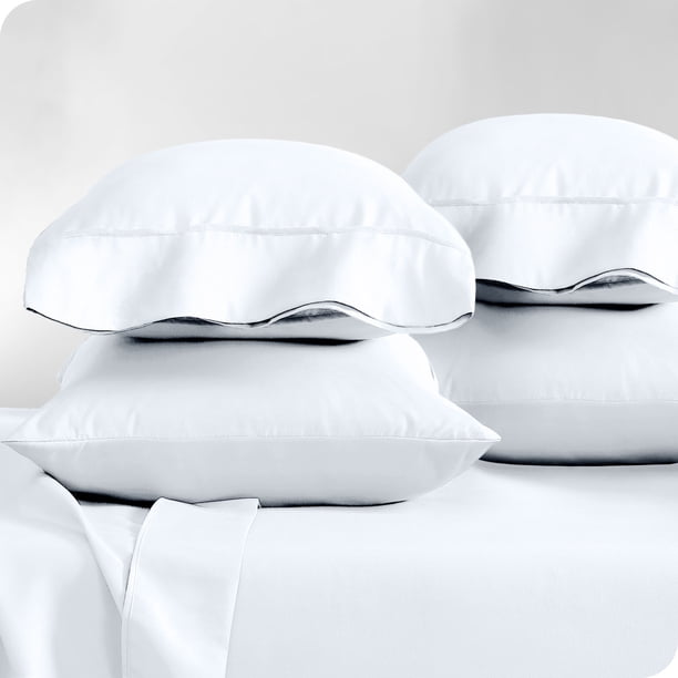 Juego de Fundas de Almohada Bare Home Colección Premium 1800 Doble Cepillado Ultra Suave Tamaño King Color Blanco 4 Unidades