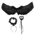 thumbnail image 4 of Paquete de 3 alas de ángel del diablo, juego de alas de ángel para adultos, liviano, hecho a mano, para juegos de rol de Halloween, ángel negro L, 4 of 12