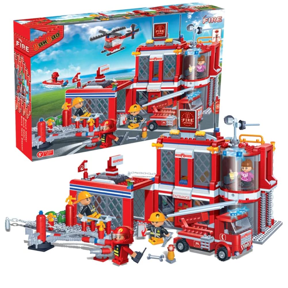 Set de construcción de juguete BanBao Estación de Bomberos de 702 piezas