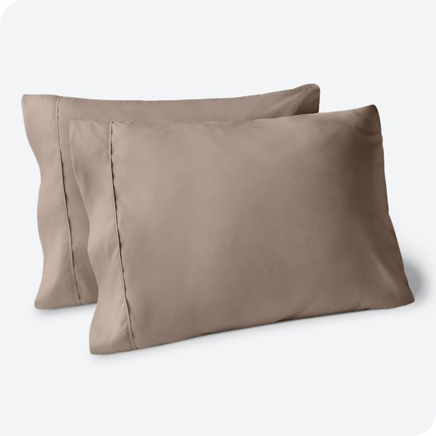 Juego de Fundas de Almohada Bare Home Colección Premium 1800 Doble Cepillado Ultra Suave Gris Topo 2 Unidades