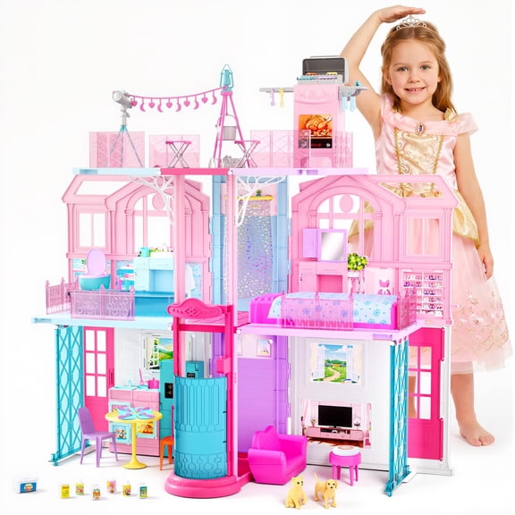 Casa de Muñecas Style Shine Plegable de 3 Pisos con Ascensor