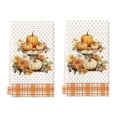 thumbnail image 2 of Oioii Stripes Dot Pumpkin Fall Kitchen Towels Dish Towels, 18x26 Inch Farmhouse Maple Leaves Autumn Decoration Hand Towels(15.8x23.6in), 2 of 6