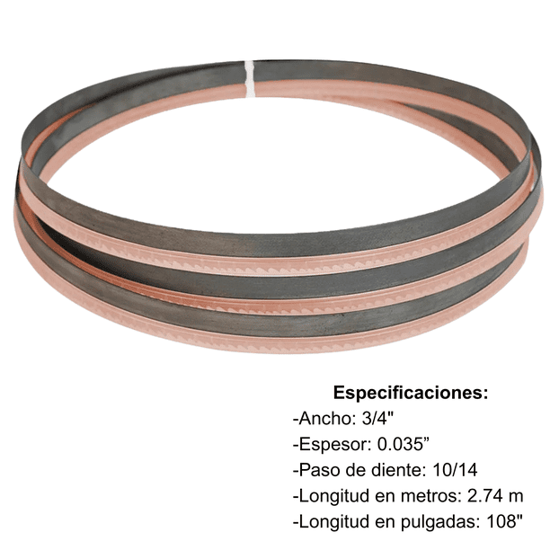 Sierra Cinta Bimetálica Maraga 3/4" x .035" x 108" (2.74 m) 10/14 TPI para Corte de Metal y Acero