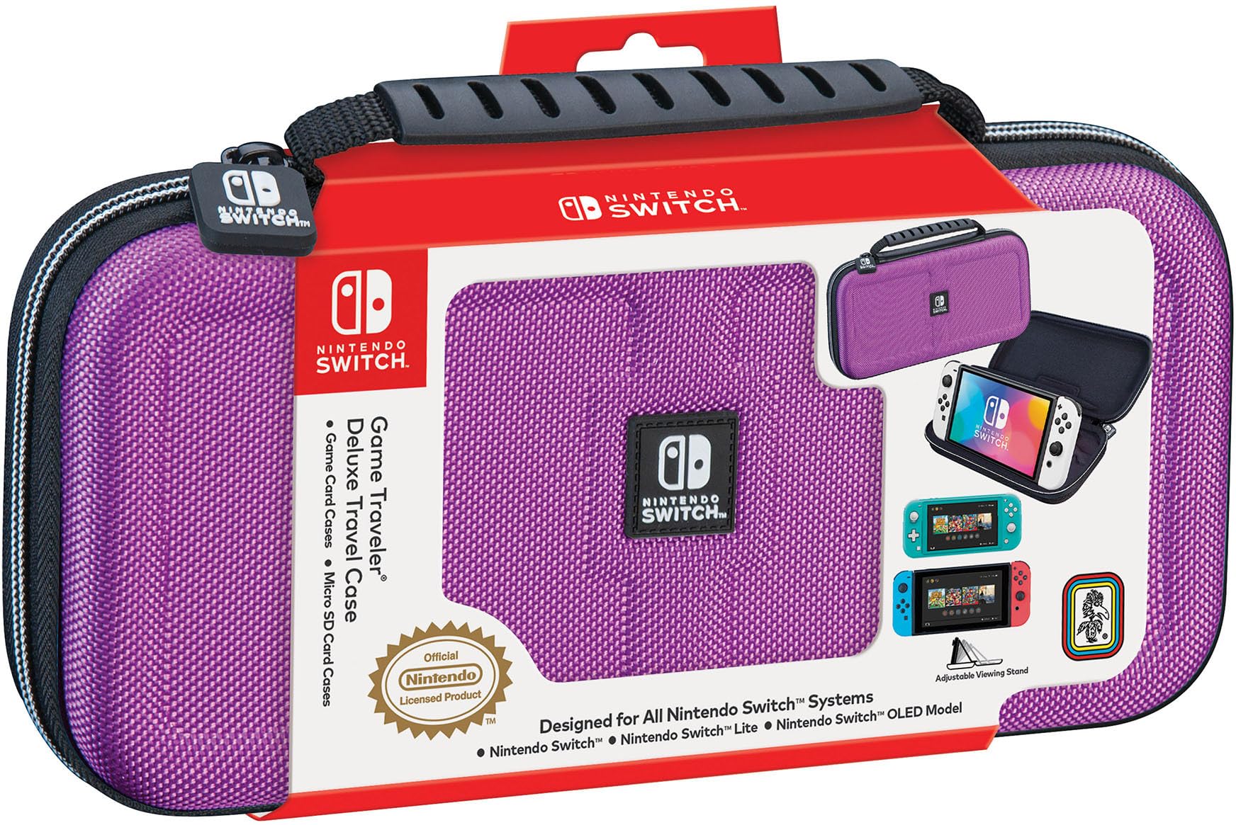 Funda OLED morada con soporte para Nintendo Switch Deluxe de Game Traveler