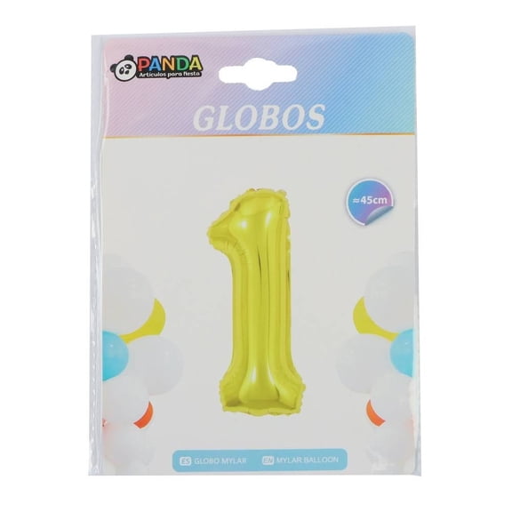 Globo Prichos Metálico con Diseño de Número 1, 1 Pieza