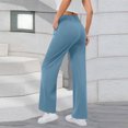 thumbnail image 4 of Amzcrzy Pantalones Vestir Mujer Color Liso S-2XL - Cintura Alta Elástica, Pliegues Frontales, Sin Cremallera, Bolsillos, Para Trabajo Azul, 4 of 5