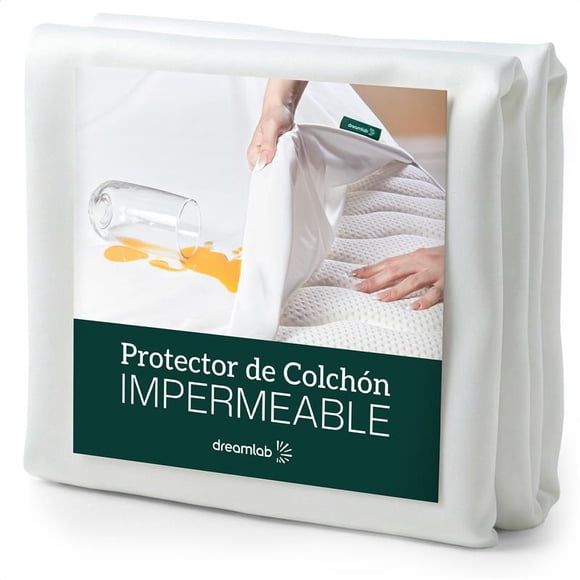 Dreamlab Protector de Colchón Tela Suave 100% Impermeable e hipoalergénico, a Prueba de ácaros, Tamaño Queen