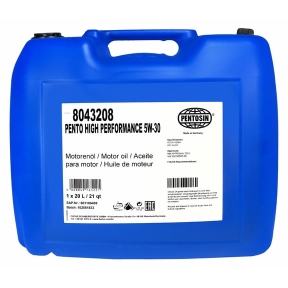 Aceite De Motor S80 2007 A 2010 Volvo V8 4.4L Alemán Sintético High Performance 20 Lts 5W30