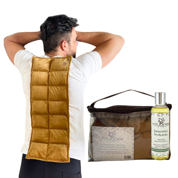 Paquete-Compresa térmica  de semillas  columna vertebral. Elaborada con Semillas y Plantas Medicinales