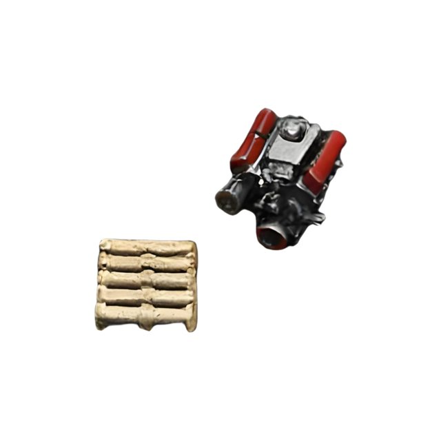 Minimodelo de motor a escala 1:64 realista con bandeja a juego para vehículo de mesa de arena rojo