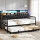 thumbnail image 1 of Wumubs Sofá Cama con Nido y Cabecera con Almacenamiento, Convertible de Individual a King Size,Tapizado con Estación de Carga y Luces LED, Ideal para Sala o Dormitorio, 196 x 112.5 x 107 cm (Negro), 1 of 8