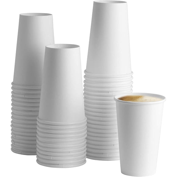 [Paquete de 100] Vasos de papel blancos para bebidas calientes de 355 ml (12 oz) - Vasos para café