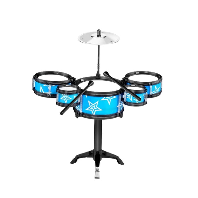 Batería para niños, juguete de percusión de simulación, educativo 5 pads de batería azules