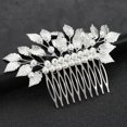 thumbnail image 4 of KAKOWELY Peineta para el cabello de boda con diseño de perla, hoja de plata y perla, joyería para el cabello, 4 of 4