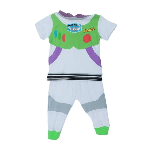 Pijama Toy Story Niño 2 Pantalón y Playera de Manga Corta con Temática de Buzz Lightyear Blanco 2 Piezas