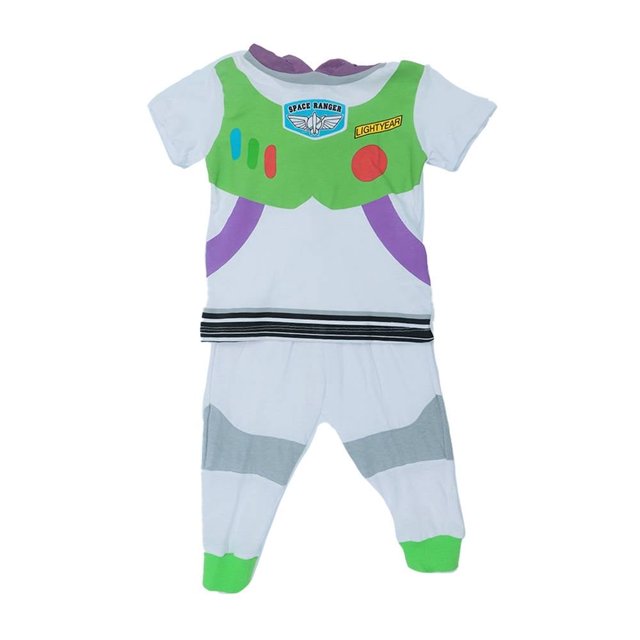 Pijama Toy Story Niño 2 Pantalón y Playera de Manga Corta con Temática de Buzz Lightyear Blanco 2 Piezas