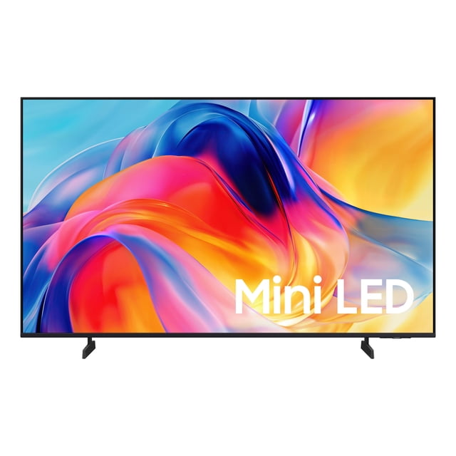pantalla 50 pulgadas samsung miniled m70h 4k smart tv (2026) frontal en color negro con marco delgado y base de dos patas, pantalla con gráfico colorido y texto de marketing que menciona Mini LED, Quantum HDR y Vision AI.