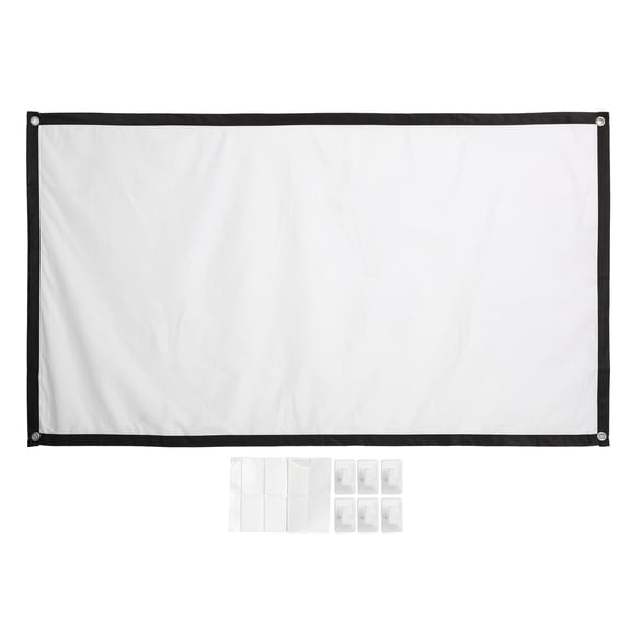 Pantalla de proyector de 84 pulgadas pantallas de películas de proyector portátiles antiarrugas plegables 16: 9 pantalla de proyección de alta densidad HD con 6 ganchos para el hogar la oficina,