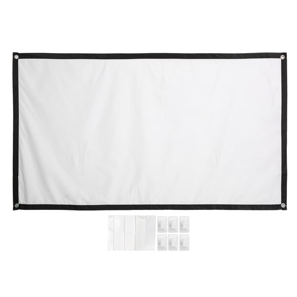 Pantalla de proyector de 84 pulgadas pantallas de películas de proyector portátiles antiarrugas plegables 16: 9 pantalla de proyección de alta densidad HD con 6 ganchos para el hogar la oficina,